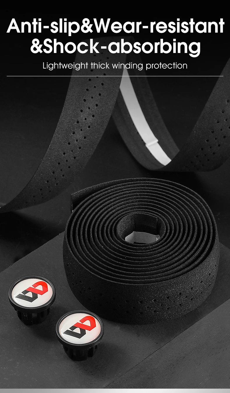 WEST BIKING Bicycle Handlebar Tape EVA PU Bar Tape Soft Cycling Damping With 2 Bar Plug Road Bicycle Anti-slip Shock straps