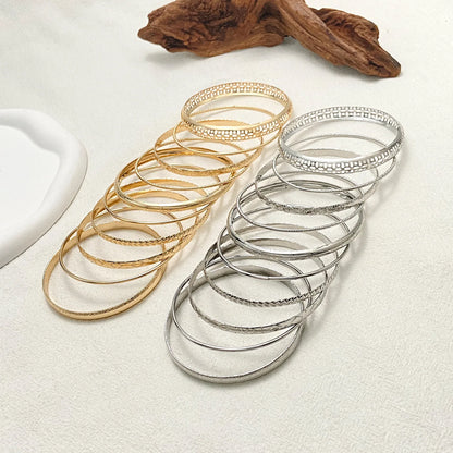 Fashion Stainless Steel Bracelets for Women Men Twist Texture Bangles Gold Silver Color Jewelry Statement Streetwear Goth Gifts