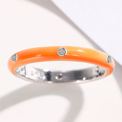 Rainbow Color Enamel Finger Rings for Women with Dazzling CZ Stone Exquisite Fashion Female Accessories Party Jewelry Hot