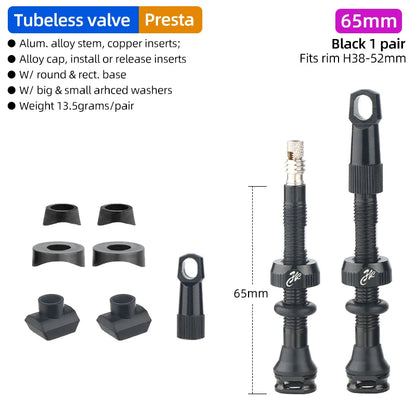 Bicycle Tubeless Tire Valve Carbon Rim Presta Valves 40 50 65 80mm F/V Nipple Detachable Brass Core W/Cap For MTB Bike Air Valve