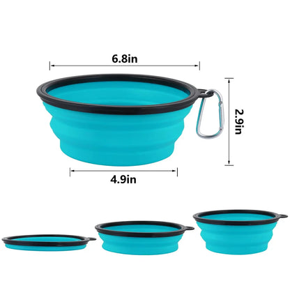 Foldable Silicone Dog Food Water Basin with Bowl Lips for Pets Outdoor Travel,Portable with Hooks for Pet Supplies, Feeding Bowl