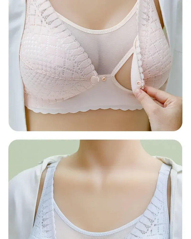 Front Button Maternity Nursing Bra Adjustable Gathered Underwear Comfortable Breastfeeding Bra for Feeding Pregnant Women Clothe