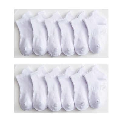 6/12 Pairs/lot 0-5 Yrs Cotton Children's Anti-slip Boat Socks For Boys Girl Low Cut Floor Kid Sock With Rubber Grips Polka dot
