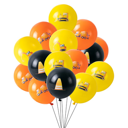 Construction Birthday Party Supplies Tractor Excavator Paper Plate Cup Birthday Banner Truck Latex Balloons For Child's Birthday