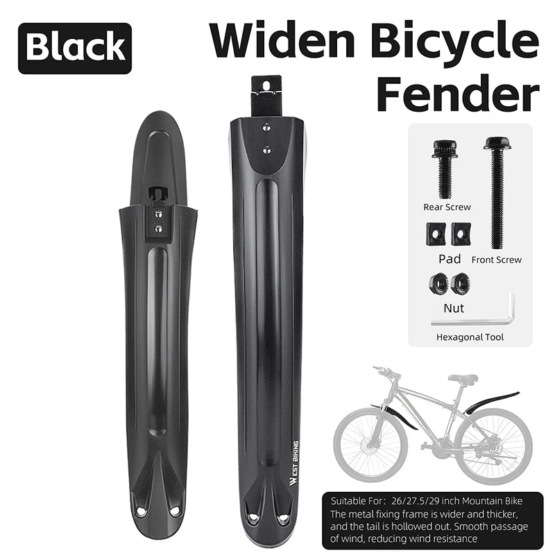 WEST BIKING Mountain Bike Fender Set Widen Extension Mud Protector Metal Fixed MTB Fenders Stable Mud Flaps Bicycle Accessories