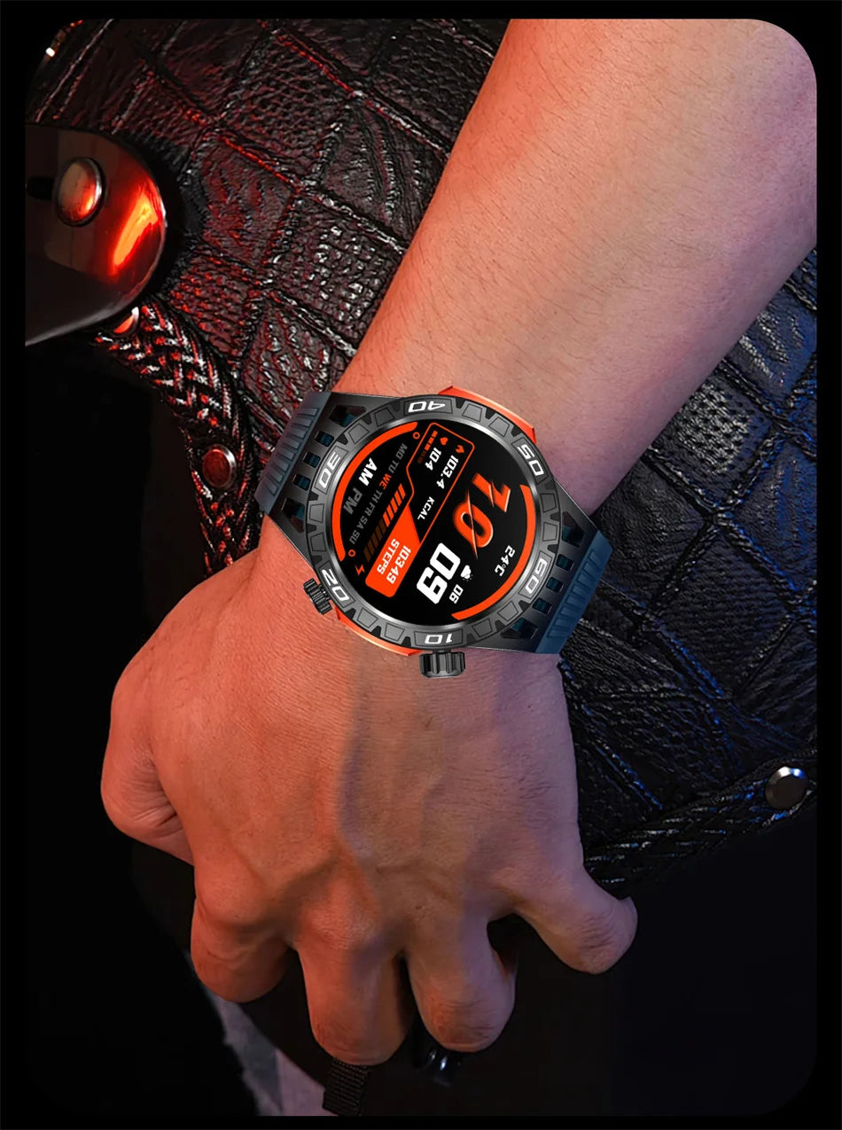 Outdoor Military Smart Watch Men's With LED lighting Bluetooth Call Smartwatch 3ATM IP68 Waterproof Compass Sports Fitness Watch
