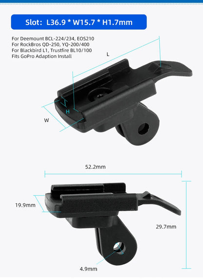 Bicycle Headlight Stand Mount W/ Gopro Interface MTB LED Lamp Bracket for Rockbros QD-250 YQ200/400 Blackbird L1