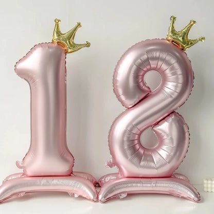 40 inch Pink Standing Crown Digital Girl Birthday Party Anniversary Party Decoration Balloon