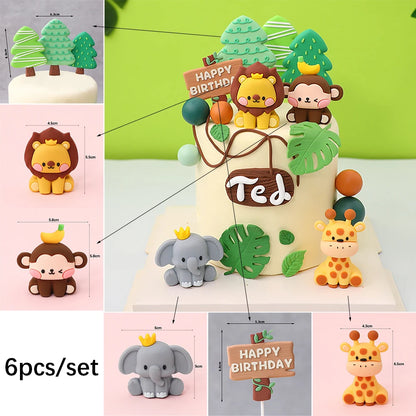 Jungle Birthday Disposable Tableware Wild One Paper Plates Cups Napkins Tablecloth Safari Jungle Animals Theme Party Decorations