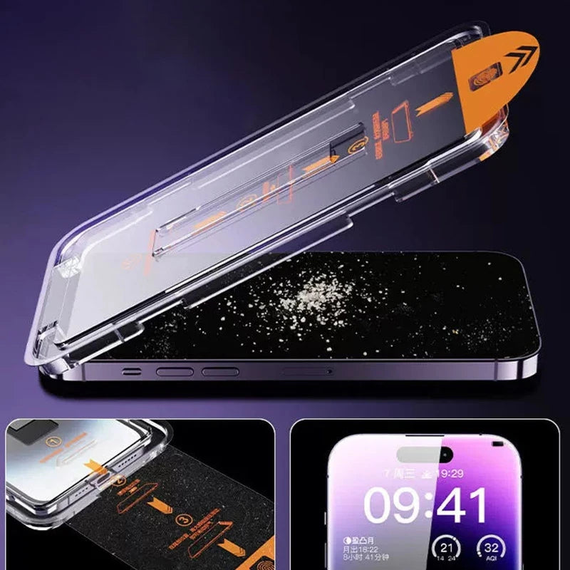 1/2PCS Premium Tempered Glass For iPhone 16 Pro Max Dust Free Screen Protector for iPhone 14 15 Pro Max 15+ 16 Plus 16 Pro Glass