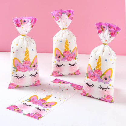 25/50/100pcs Unicorn Theme Candy Packing Bags Unicorn Birthday Party Decoration Kids Baby Shower Wedding Gift Bag Party Supplies