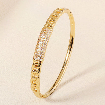 Copper With Zirconium Opening Female Simple Trendy Bracelet Women's Stainless Steel Jewelry Luxury Gifts for Girlfriends