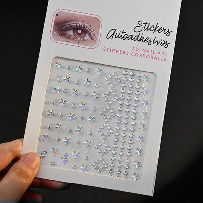 1Pcs Face Diamond Gem Sticker 5D Colorful Rhinestone Tattoo Eyeshadow Stickers fo Festival Nail Body Makeup Bling Jewel DIY Deco