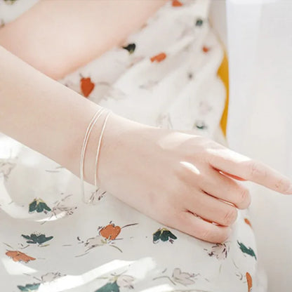 Simple Layer Bracelets for Women Korean Fashion Silver 925 Jewelry Hot Fashion 925 Sterling Silver Bracelet for Women