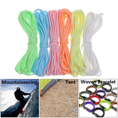 Luminous Rope 9 Strands 4mm Paracord Nylon 550 Tent Cord Glow Parachute Outdoor Bundle Lanyard Camping Survival EDC