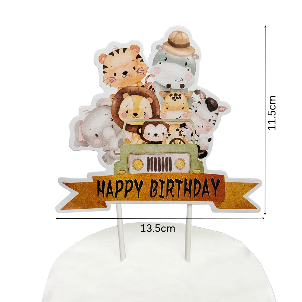 Jungle Birthday Disposable Tableware Wild One Paper Plates Cups Napkins Tablecloth Safari Jungle Animals Theme Party Decorations