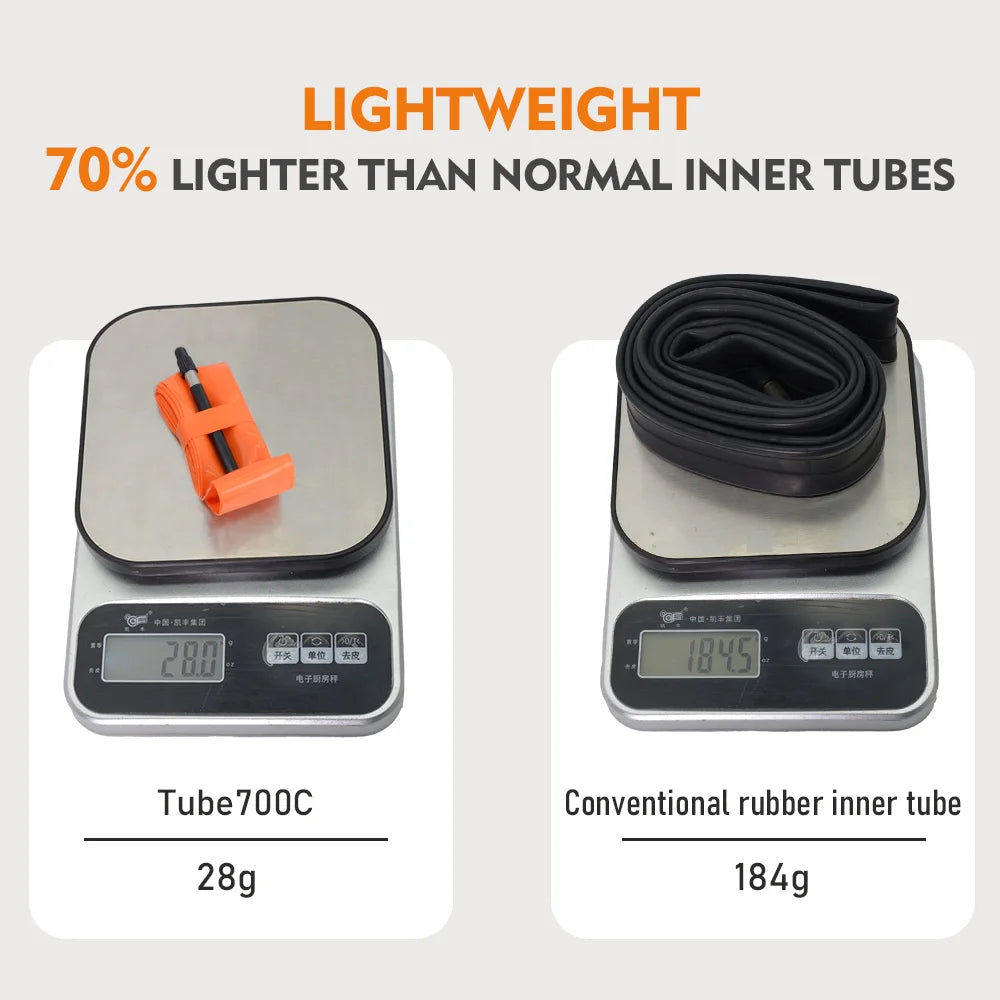 ThinkRider Ultralight Bike Inner Tube 700 x 18 25 28 32 Road MTB Bicycle TPU Material Tire 65mm Length French Valve Super Light