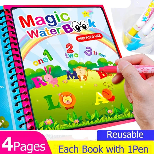 Montessori Toys Reusable Coloring Book Magic Water Drawing Book Painting Drawing Toys Sensory Early Education Toys for Children
