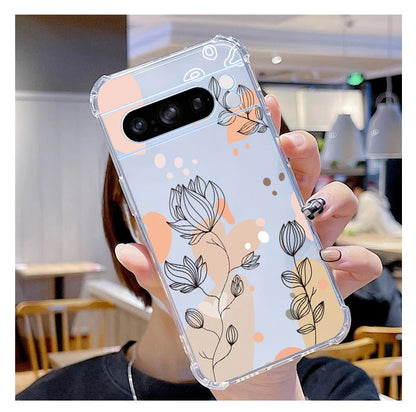 P ixel 8 Pro Plant Flower Transparent Phone Case For Google Pixel 8Pro 7A 8A 6 8 9 6Pro 9ProXL 7Pro 6A 7 9Pro Cover