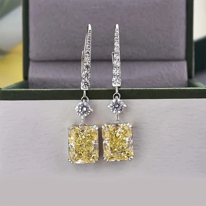 Temperament Yellow CZ Dangle Earrings for Women Modern Fashion Newly Designed Bridal Wedding Earrings Luxury Lady Jewelry