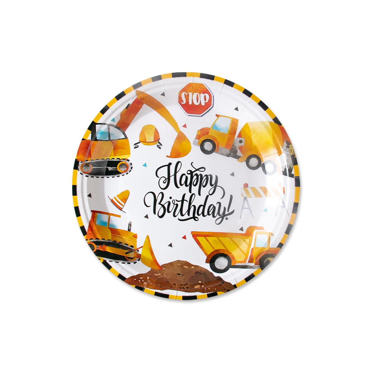 Construction Birthday Party Supplies Tractor Excavator Paper Plate Cup Birthday Banner Truck Latex Balloons For Child's Birthday