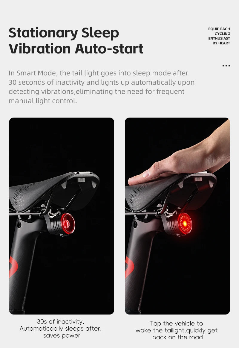 WEST BIKING Bike Rear Light Smart Brake Sensing Light Bicycle Tail Light Type-C Charging Taillight Road Cycling Accessories