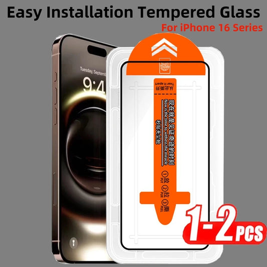 1/2PCS Premium Tempered Glass For iPhone 16 Pro Max Dust Free Screen Protector for iPhone 14 15 Pro Max 15+ 16 Plus 16 Pro Glass