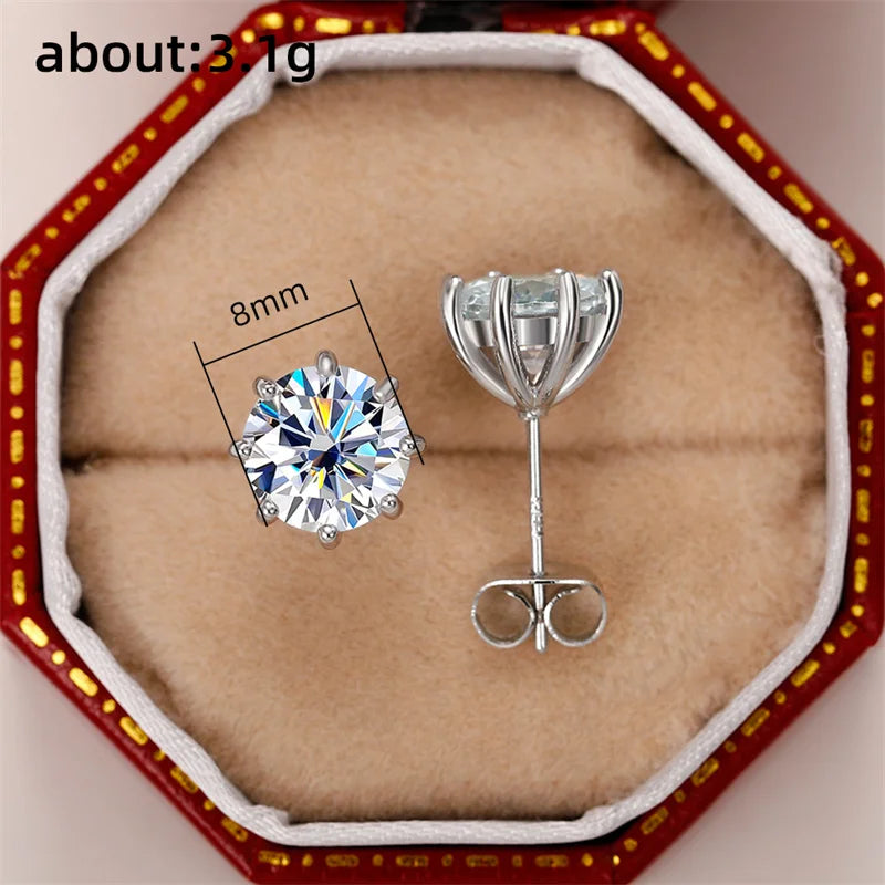 Exquisite 8 Claw Setting CZ Stud Earrings for Women Silver Color Crystal Earrings Simple and Elegant Female Ear Jewelry