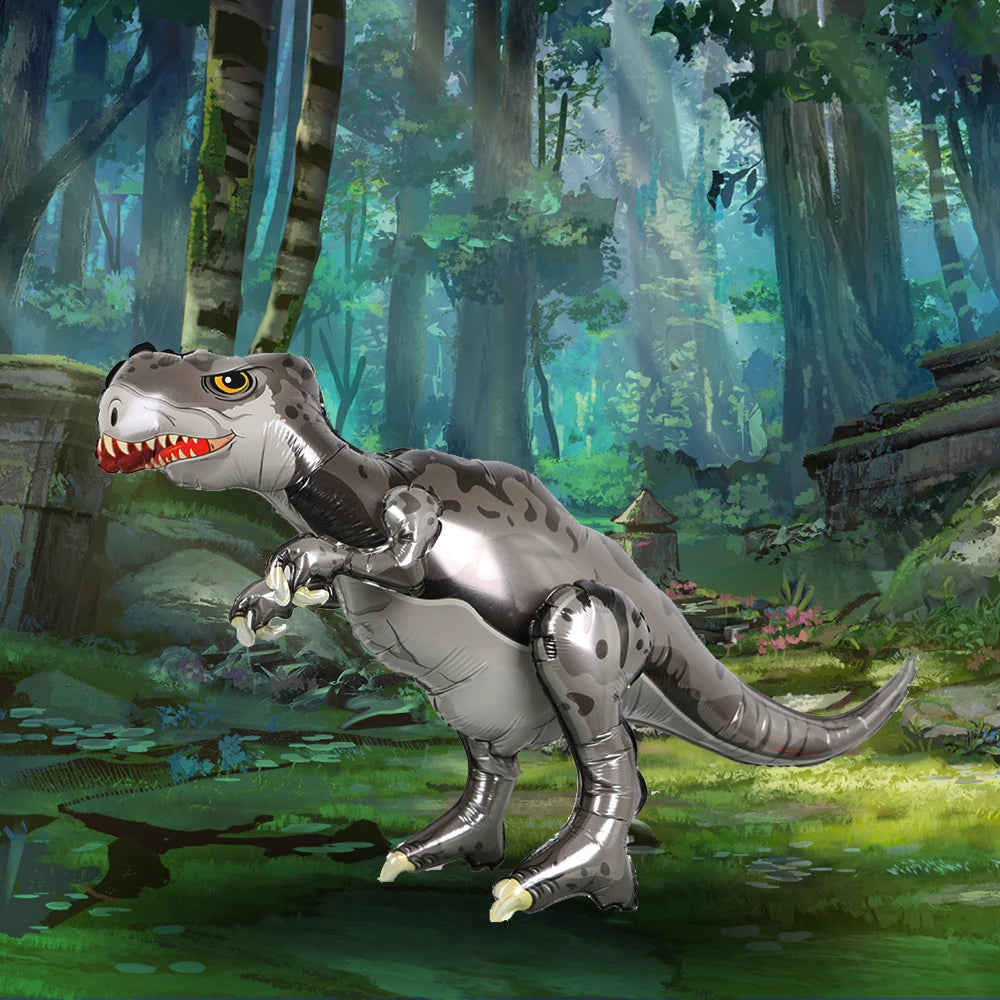 1pcs Large 4D Dinosaur Foil Balloons Jungle Animal Baby Boys Birthday Party Decors Jurassic Standind Dragon Kids Toys Air Globos