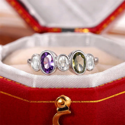 New Item Vintage Rings for Women Inlaid Olive/Purple/White CZ Simple Stylish Lady's Finger Ring Party Anniversary Jewelry
