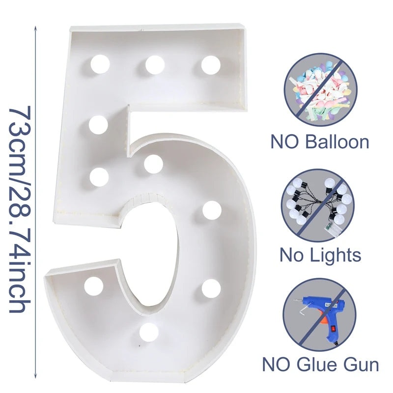 Giant Birthday Figure Led Light Balloon Filling Box 1st Birthday Balloon Number 30 40 50 Balloon Frame Wedding Decor Baby Shower