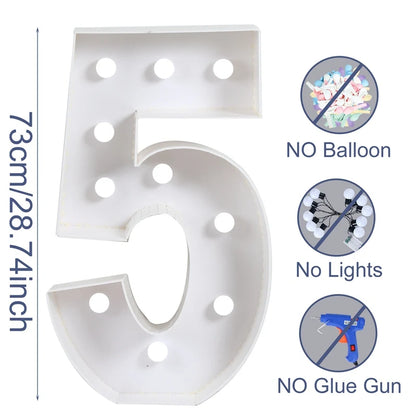 Giant Birthday Figure Led Light Balloon Filling Box 1st Birthday Balloon Number 30 40 50 Balloon Frame Wedding Decor Baby Shower