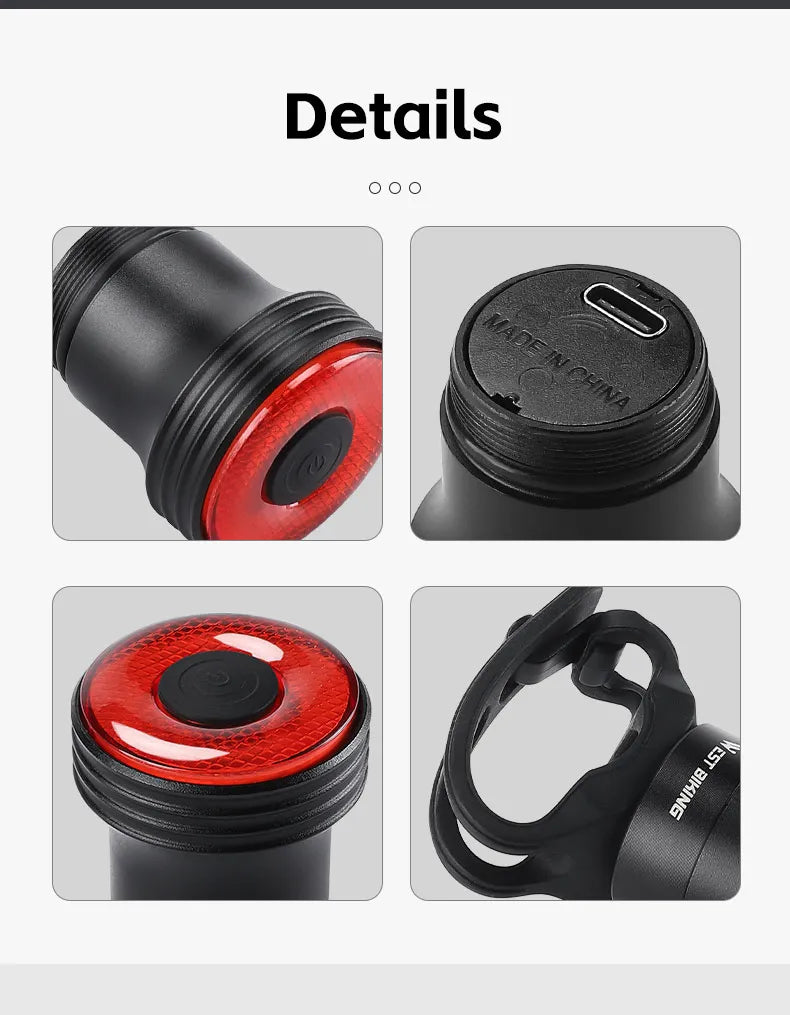 WEST BIKING Bike Rear Light Smart Brake Sensing Light Bicycle Tail Light Type-C Charging Taillight Road Cycling Accessories