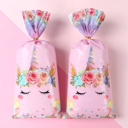25/50/100pcs Unicorn Theme Candy Packing Bags Unicorn Birthday Party Decoration Kids Baby Shower Wedding Gift Bag Party Supplies