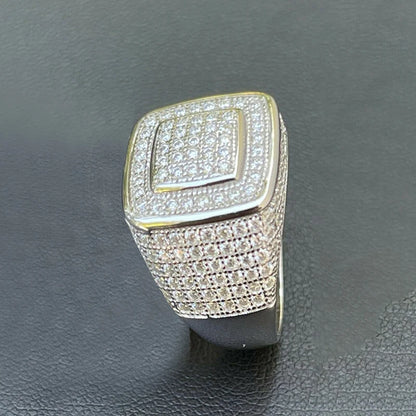 Luxury Full Bling Iced Out Finger Ring Female Trendy Gorgeous Party Jewelry with Shiny Zirconia High-quality Wedding Band