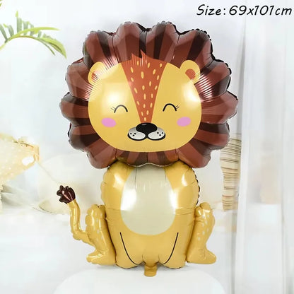 Cartoon Animal Theme Foil Balloon Jungle Safari Forest Lion Zebra Elephant Giraffe Baloon Kids Birthday Decoration Supplies