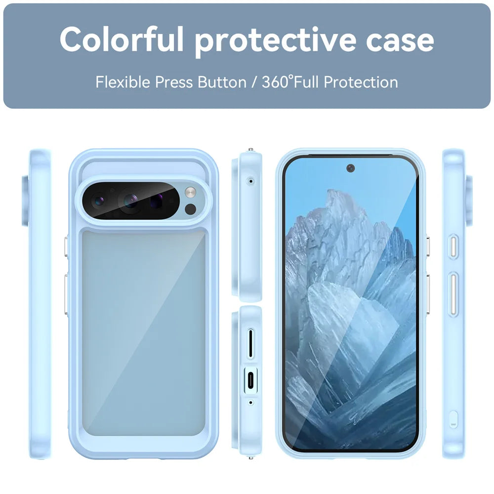 Fashion Transparent Acrylic Case For Google Pixel 9 8 7 Pro 8 7 A Colorful Hard Clear Shockproof Thin Cover For Pixel 9 Pro XL