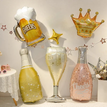 Wine Bottle Wine Goblet Aluminium Foil Balloons Beer Whisky Champagne Bar Banquet Family Gathering Birthday Party Decoration