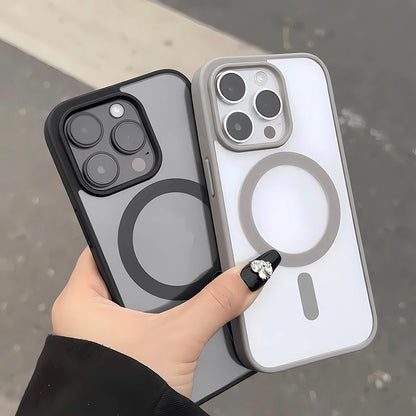 Luxury Magnetic Wireless Charge For Magsafe Case For iPhone 17 Pro Max 16 15 13 12 11 14 Pro Shockproof Bumper Transparent Cover
