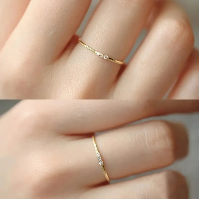 Trendy Simple Thin Ring Lady Versatile Accessories Gold Color/Silver Color Bright Micro Zirconia Jewelry for Daily Wear