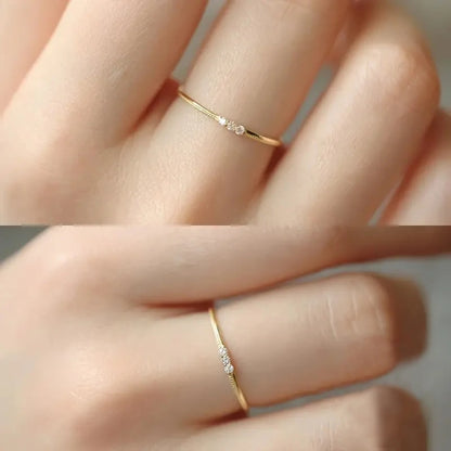 Trendy Simple Thin Ring Lady Versatile Accessories Gold Color/Silver Color Bright Micro Zirconia Jewelry for Daily Wear