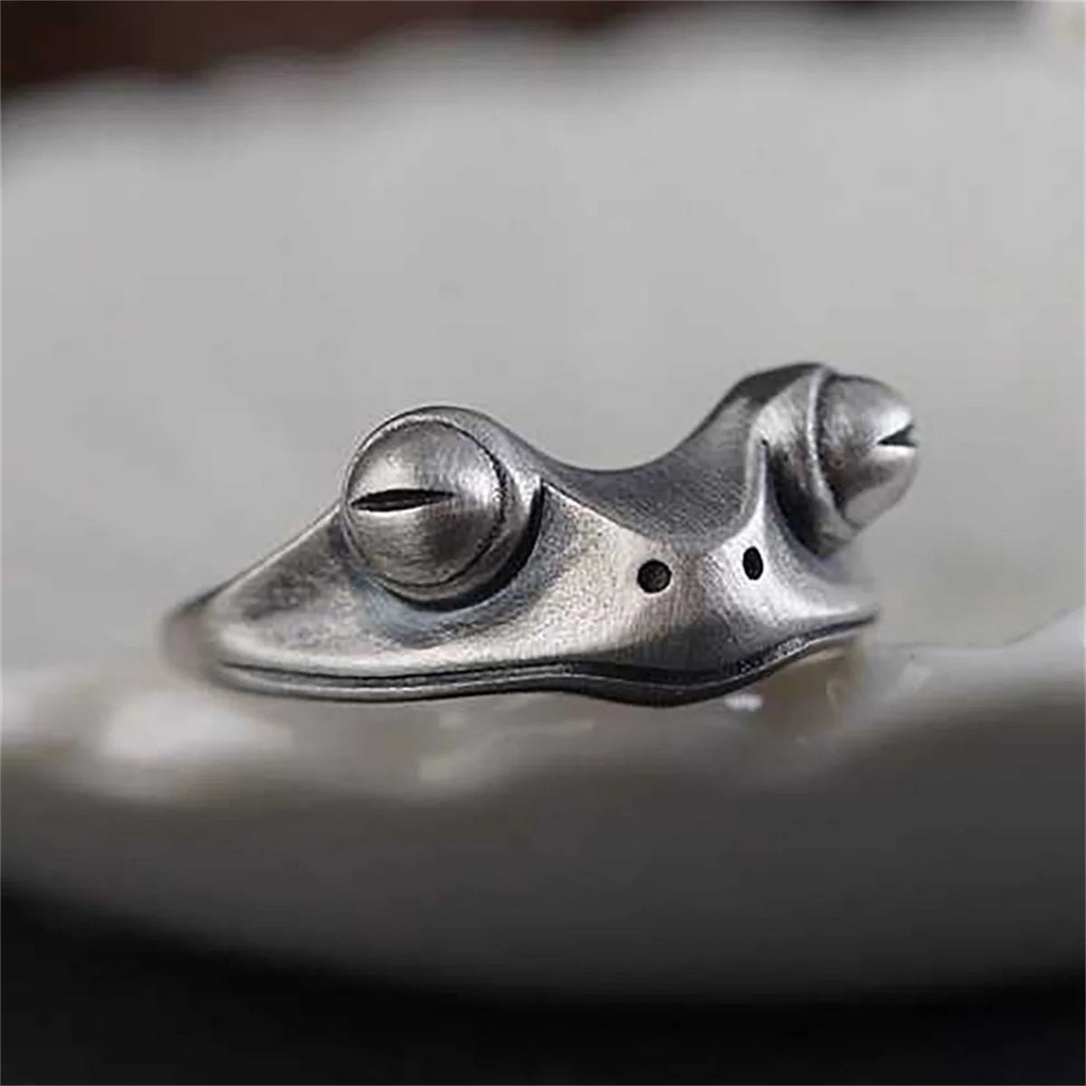 Retro Frog Toad Animal Rings for Women Men Artistic Design Silver Color Opening Resizable Unisex Female Statement Ring Best Gift