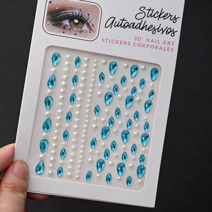 1Pcs Face Diamond Gem Sticker 5D Colorful Rhinestone Tattoo Eyeshadow Stickers fo Festival Nail Body Makeup Bling Jewel DIY Deco
