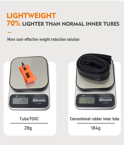 ThinkRider Ultralight Bike Inner Tube 700 x 18 25 28 32 Road MTB Bicycle TPU Material Tire 65mm Length French Valve Super Light