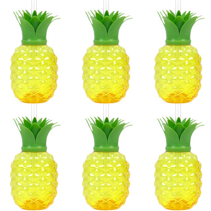 6/10pcs Hawaiian Summer Pineapple Coconut Drinking Cups Strawberry Shaped Juice Drink Cups for Birthday Wedding Beach Pool Party
