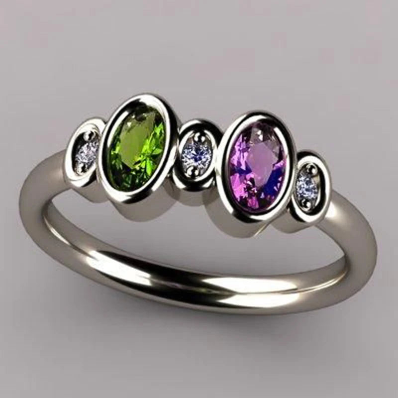 New Item Vintage Rings for Women Inlaid Olive/Purple/White CZ Simple Stylish Lady's Finger Ring Party Anniversary Jewelry