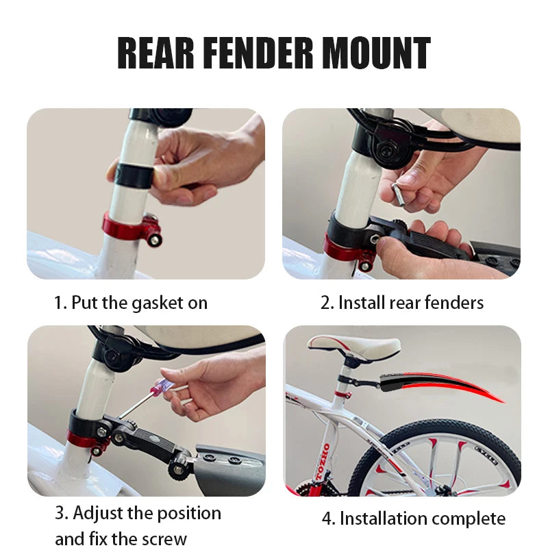 2pcs Bicycle Fenders Splash Fender Guard Set Mountain Bike Rear Front Mudguard Cycling Riding Accessories For 20/22/24/26 Inch