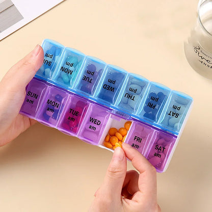 7 Days a Week Pill Organizer Morning and Night Pill Holder Storage Box Splitter Travel Medicine Organizer Portable Medicine and