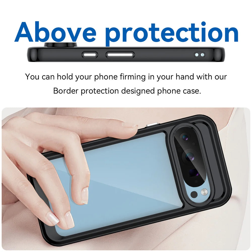 Fashion Transparent Acrylic Case For Google Pixel 9 8 7 Pro 8 7 A Colorful Hard Clear Shockproof Thin Cover For Pixel 9 Pro XL