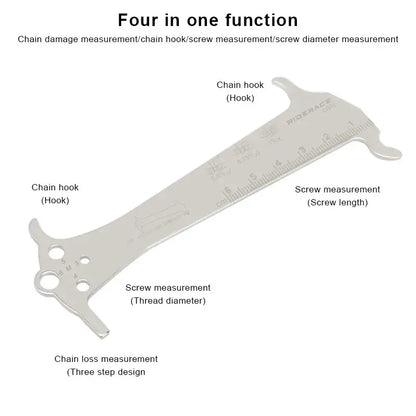 Bicycle Chain Wear Indicator Ruler Repair Tool Stainless Steel Mountain Road Bike Chain Gauge Measurement Checker Screw Diameter